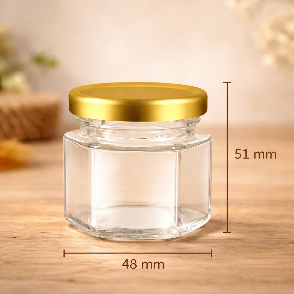 Frasco hexagonal de vidrio