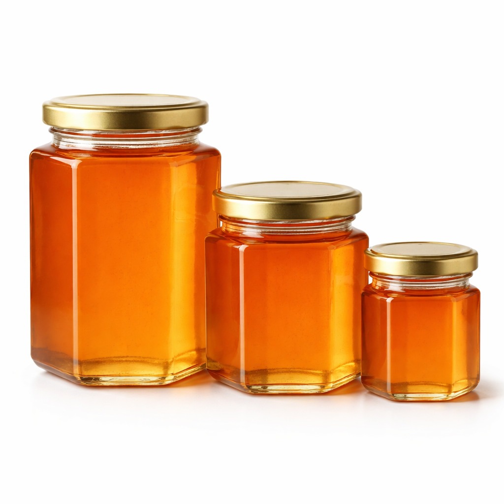 Miel en frascos de cristal