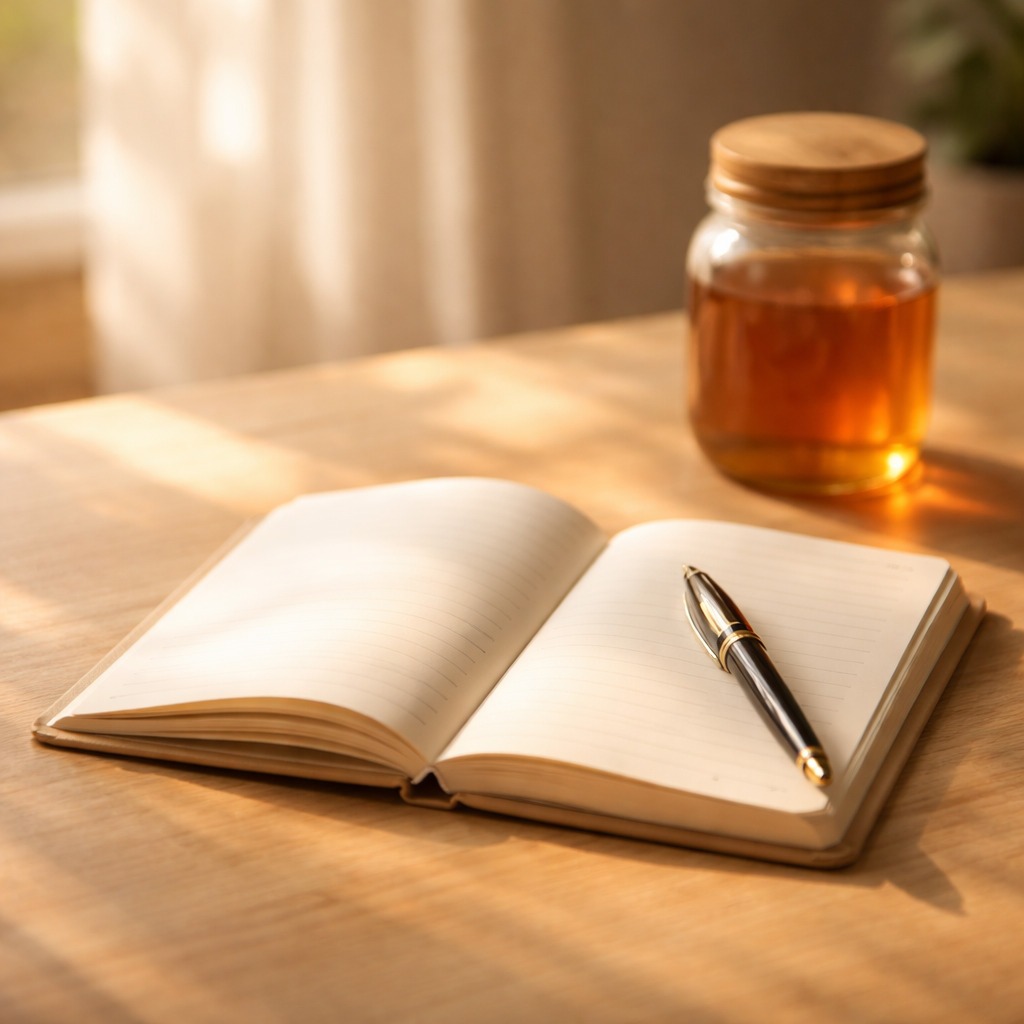 libreta con bolígrafo