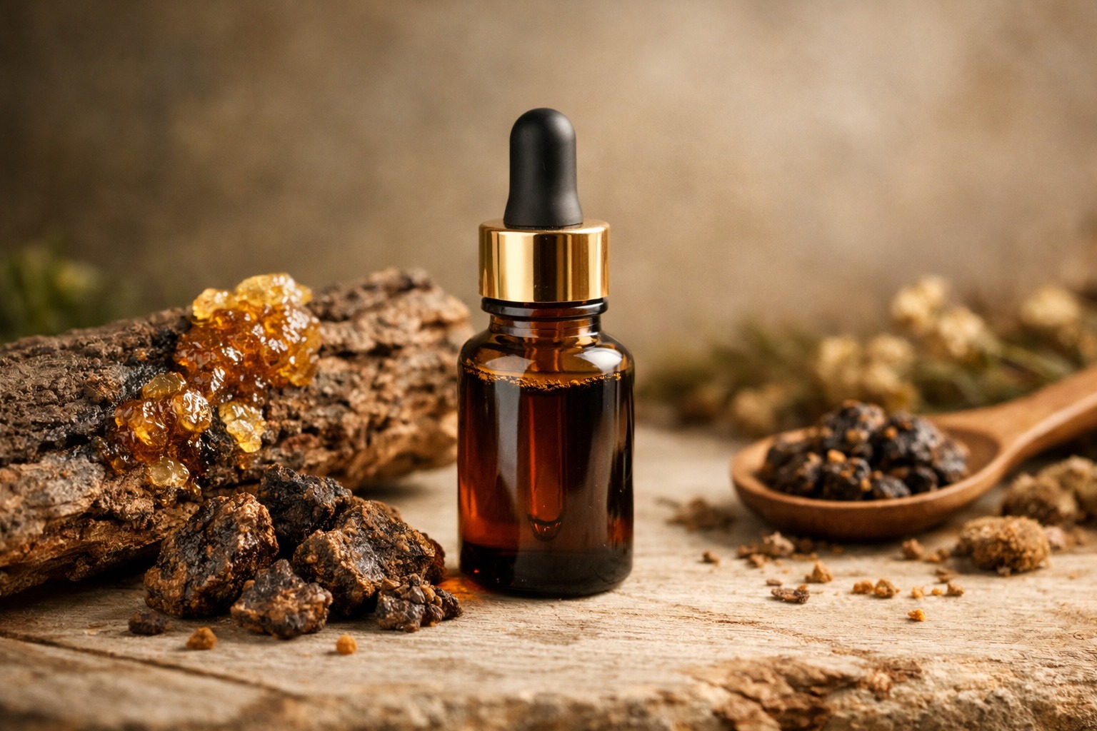 Propóleo crudo y propóleo en frasco